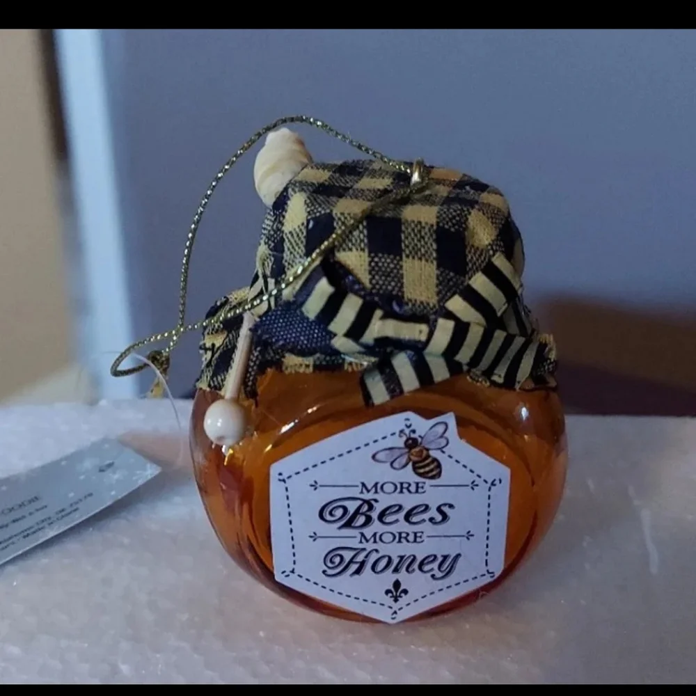 Kurt Adler Glass Honey Jar Ornament W Saying 